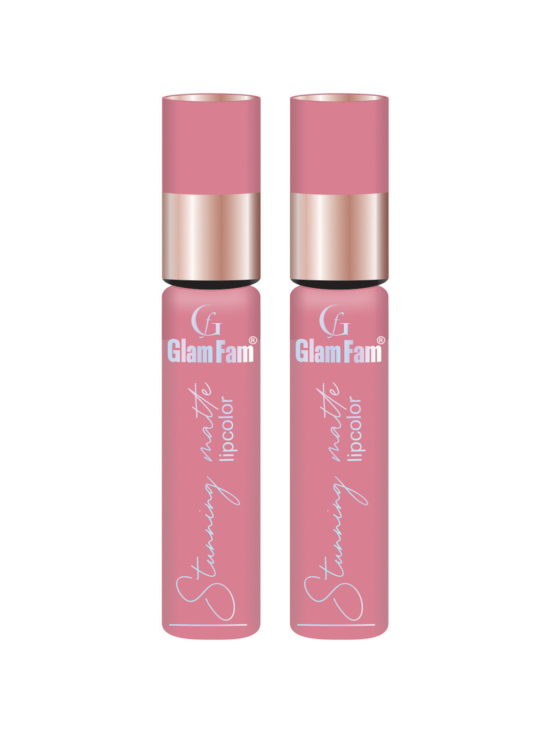 GlamFam Set Of 2 Stunning Matte Waterproof Lip Color- 5 ml Each- Turkish Rose 08