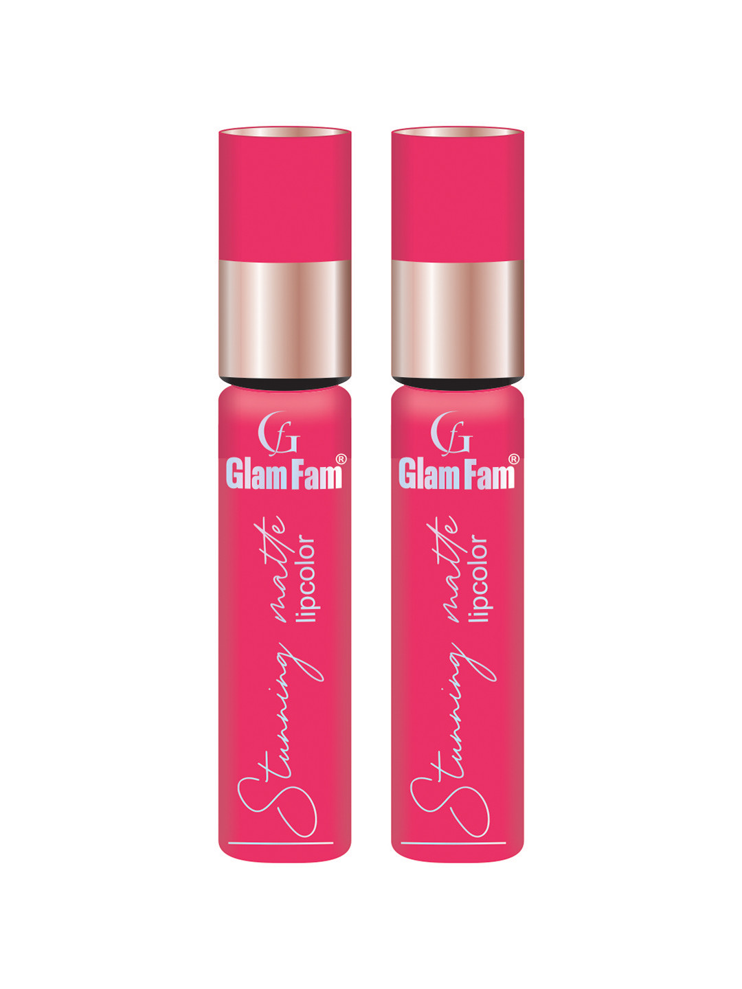 GlamFam Set Of 2 Stunning Matte Waterproof Lip Color- 5 ml Each- Flamingo Pink 16
