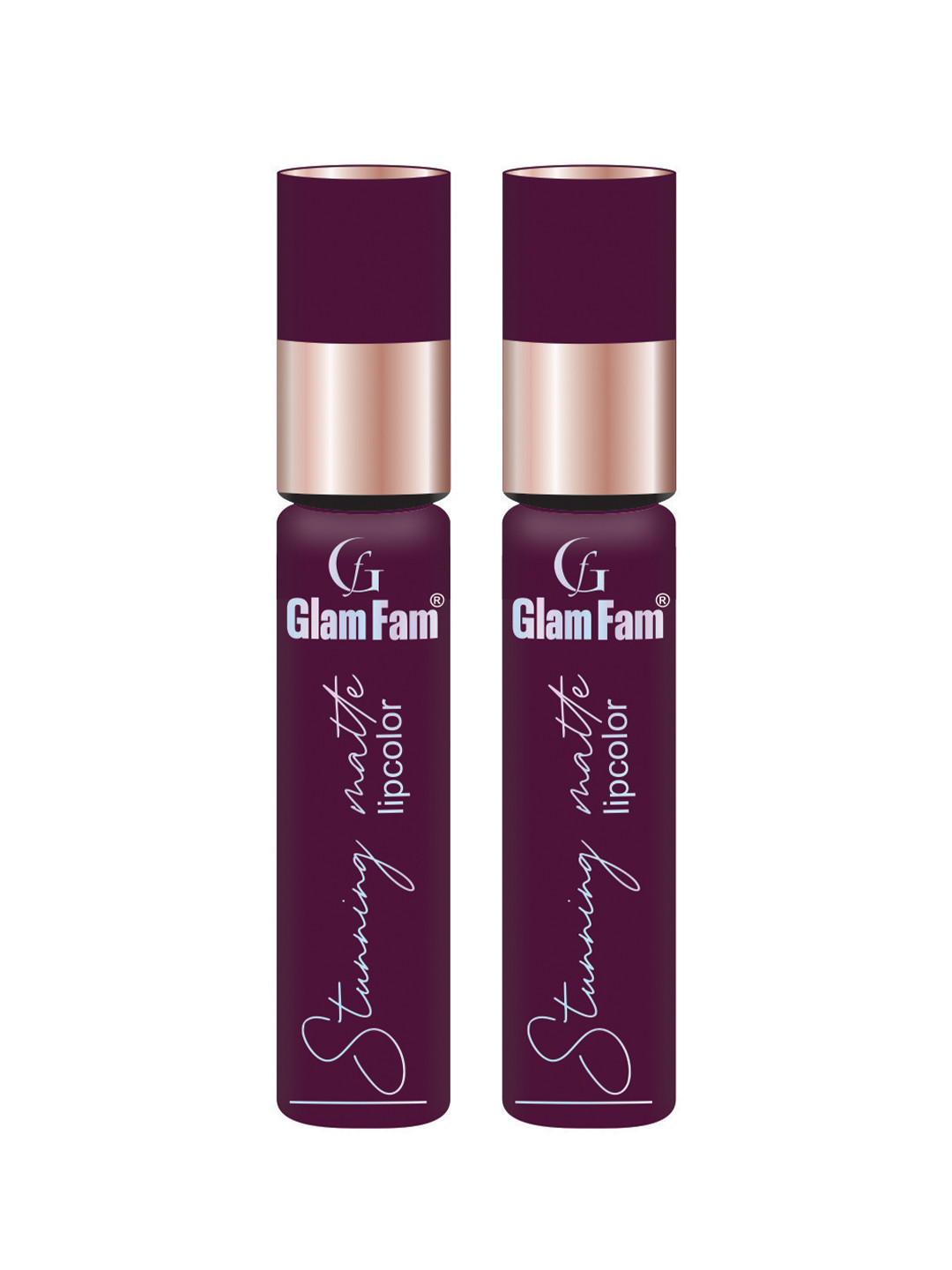 GlamFam Set Of 2 Stunning Matte Waterproof Lip Color- 5 ml Each- Plum 01