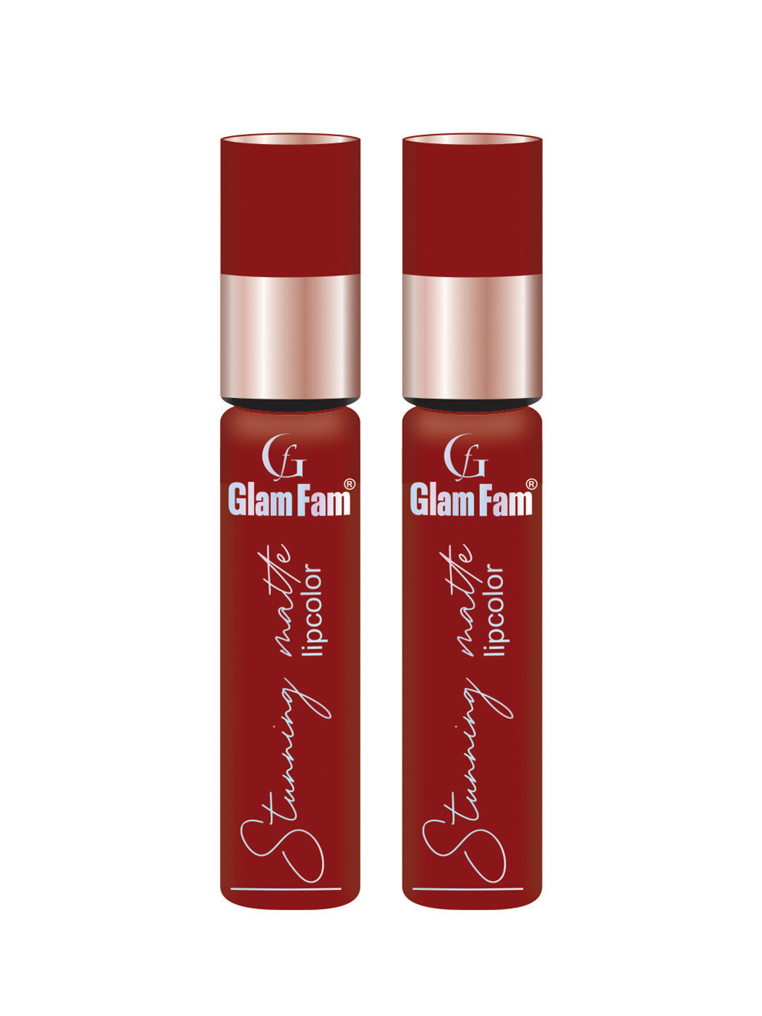 GlamFam Set Of 2 Stunning Matte Waterproof Lip Color- 5 ml Each-  Merlot 05