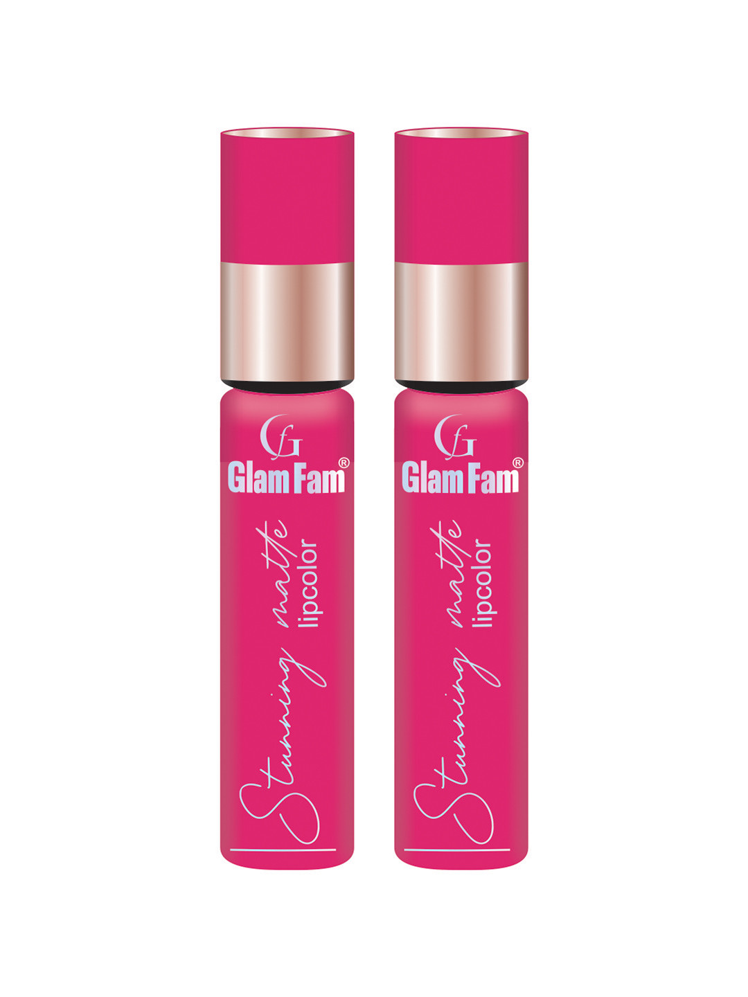 GlamFam Set Of 2 Stunning Matte Waterproof Lip Color- 5 ml Each- Salmon Charm 13