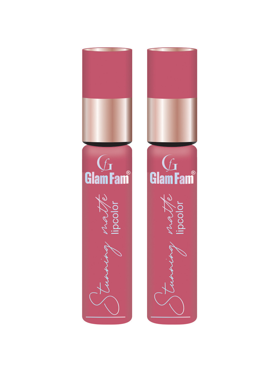 GlamFam Set Of 2 Stunning Matte Waterproof Lip Color- 5 ml Each- Pink Champangne 06