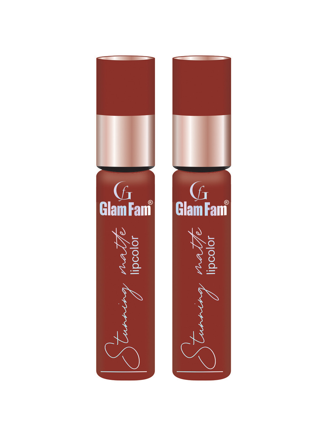 GlamFam Set Of 2 Stunning Matte Waterproof Lip Color- 5 ml Each- Coffee Command 14