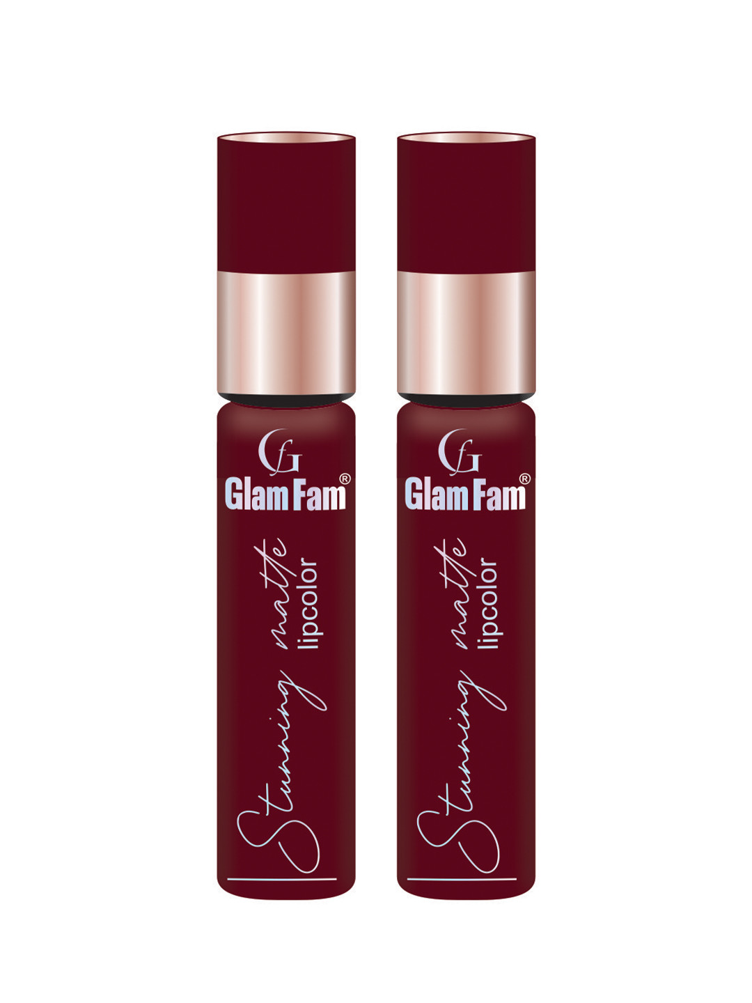 GlamFam Set Of 2 Stunning Matte Waterproof Lip Color- 5 ml Each- Deep Maroon 12