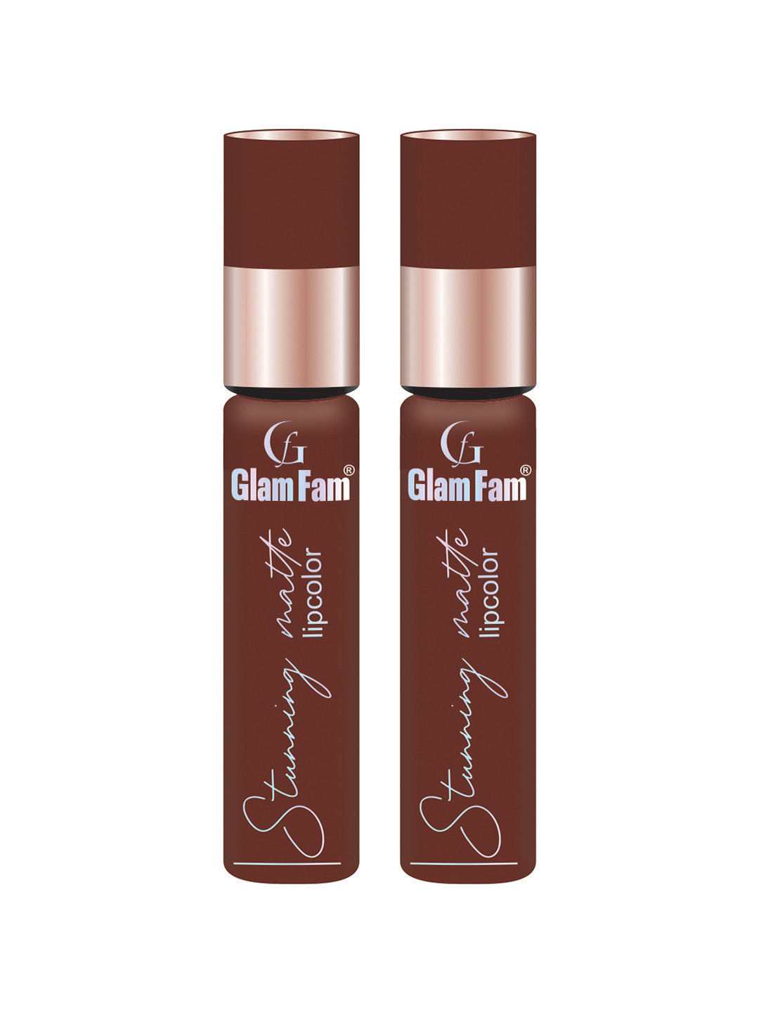 GlamFam Set Of 2 Stunning Matte Waterproof Lip Color- 5 ml Each- Brownie Drownie 19