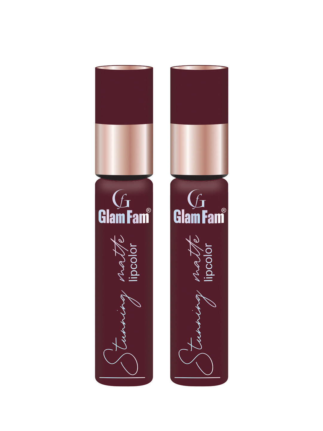 GlamFam Set Of 2 Stunning Matte Waterproof Lip Color- 5 ml Each- Maroon Madness 22