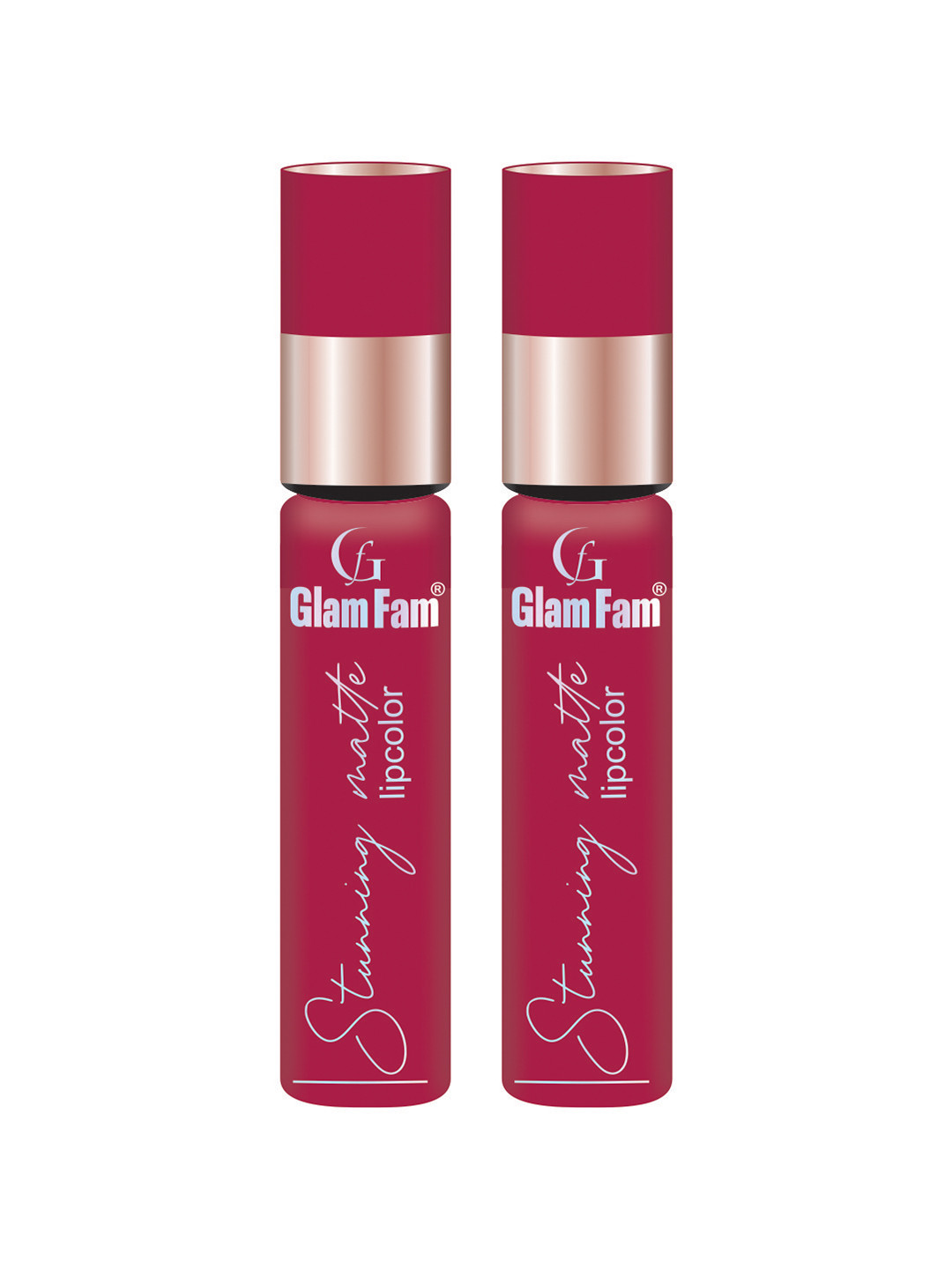 GlamFam Set Of 2 Stunning Matte Waterproof Lip Color- 5 ml Each-  Veil Magenta 20