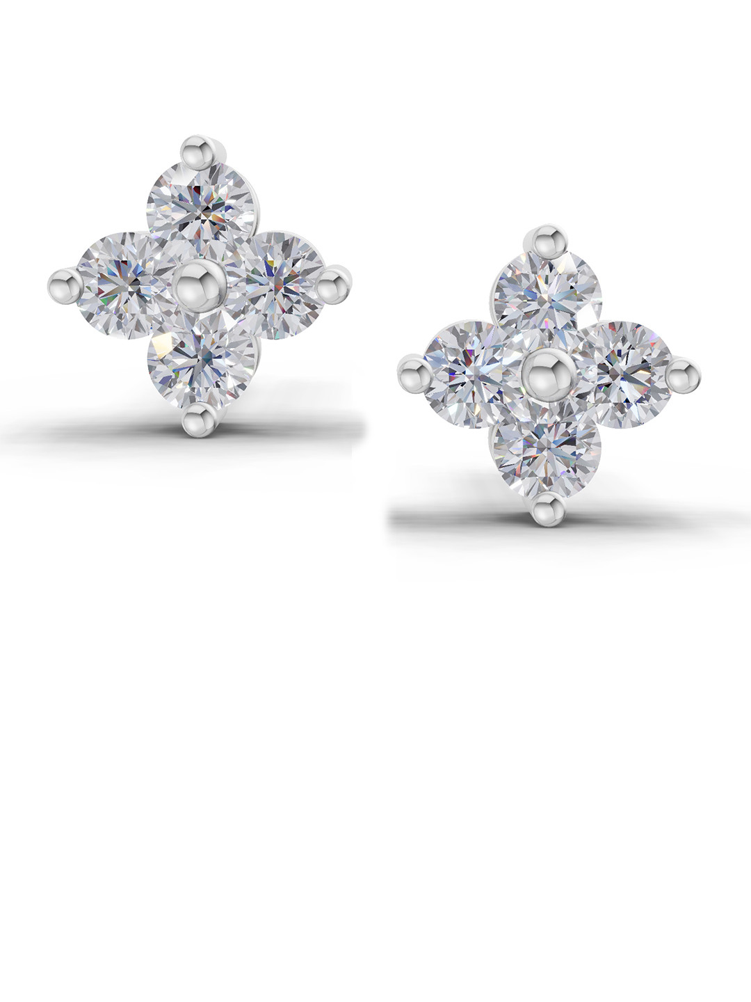 Sparkles Lab Grown Diamond 0.55 Carat Round Snowflake Stud Earrings 14K White Gold