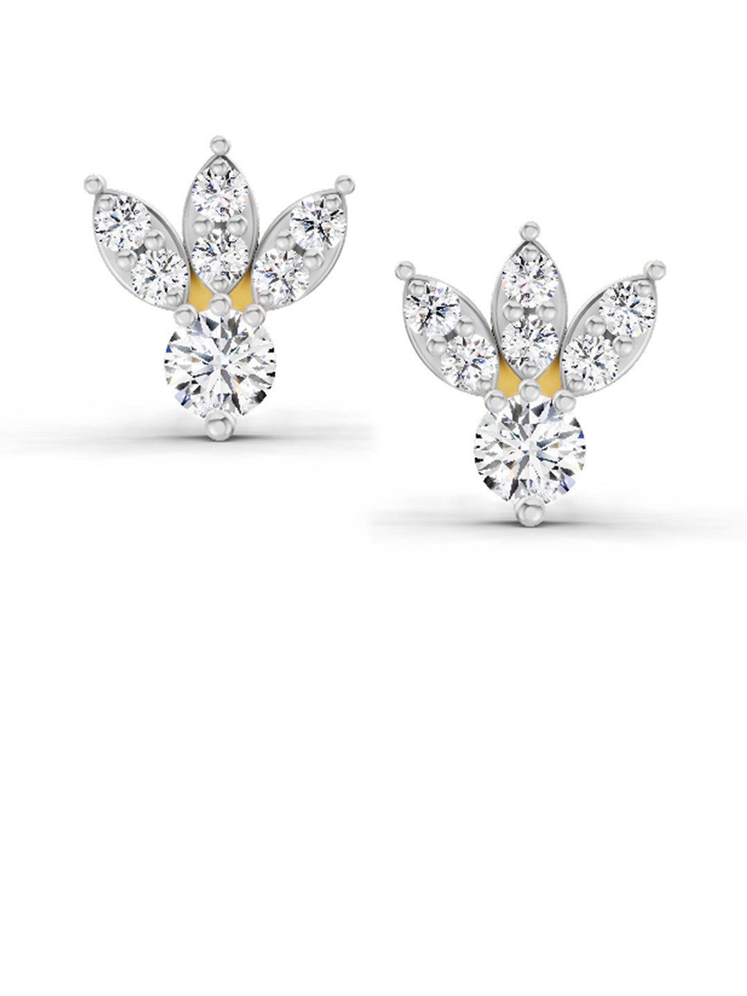 Sparkles Lab Grown Diamond 0.42 Carat Round Stud Earrings 14K Yellow Gold