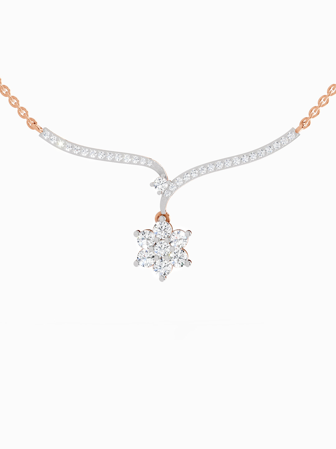 Sparkles 14K Rose Gold Lab Grown Diamond 1.16 Carat Star Lit Pendant Necklace