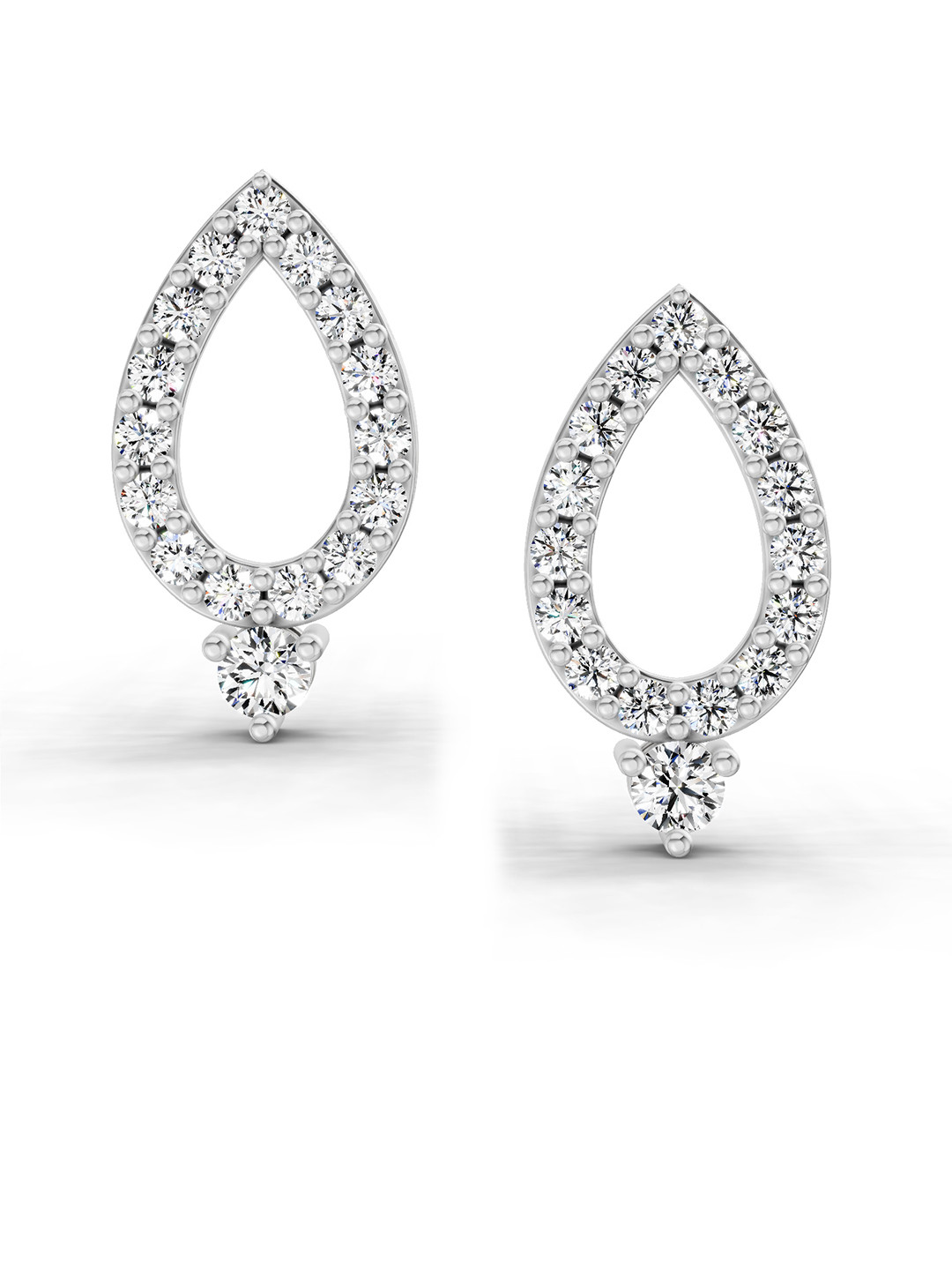 Sparkles Lab Grown Diamond 0.88 Carat Round Teardrop Stud Earrings 14K White Gold