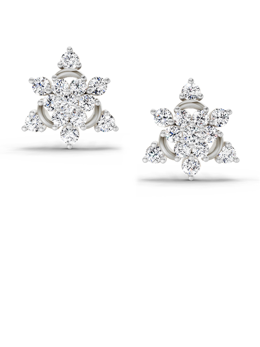 Sparkles Lab Grown Diamond 1.17 Carat Round Flower Earrings 14K White Gold