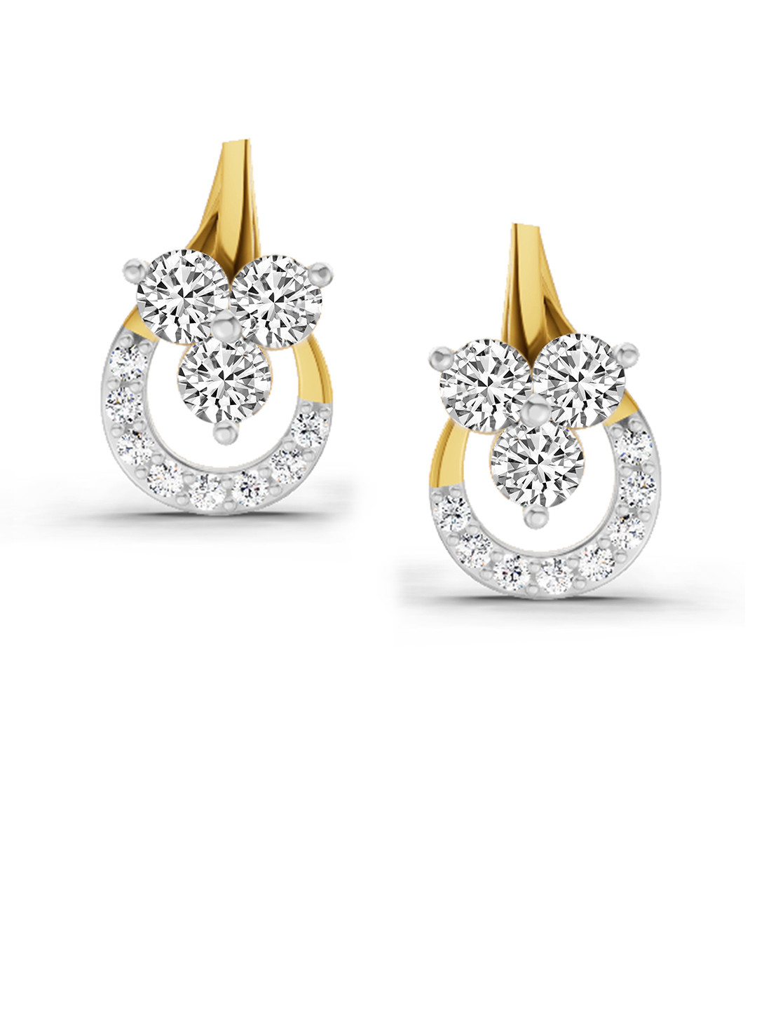 Sparkles Lab Grown Diamond 0.45 Carat Round Teardrop Stud Earrings 14K Yellow Gold