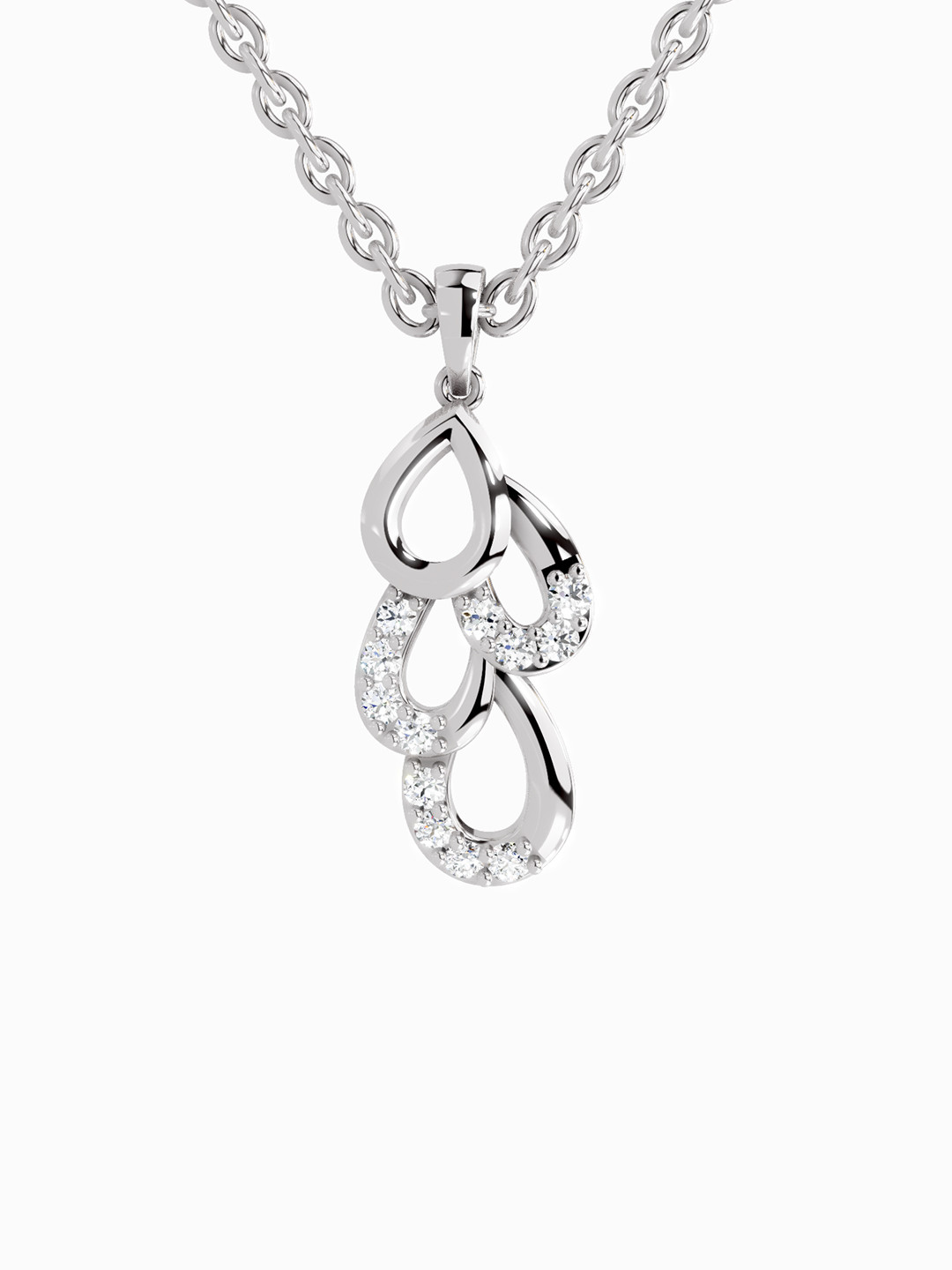 Sparkles Lab Grown Diamond 0.12 Carat Drop Pendant 14K White Gold