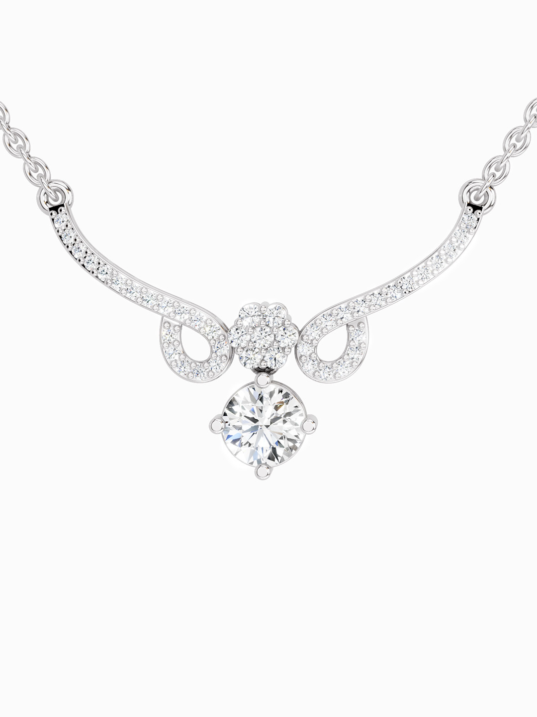 Sparkles Lab Grown Diamond 1.09 Carat Graceful Drop Pendant Necklace 14K White Gold