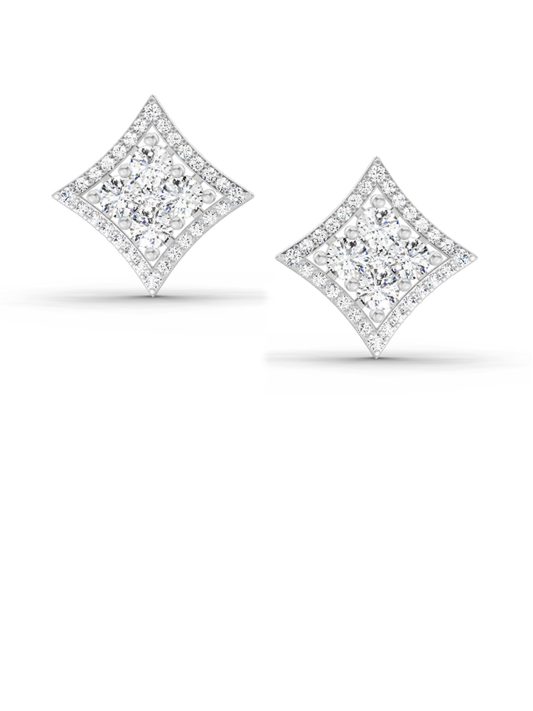 Sparkles Lab Grown Diamond 1.18 Carat Round Star Shpae Fashion Earrings 14K Rose Gold