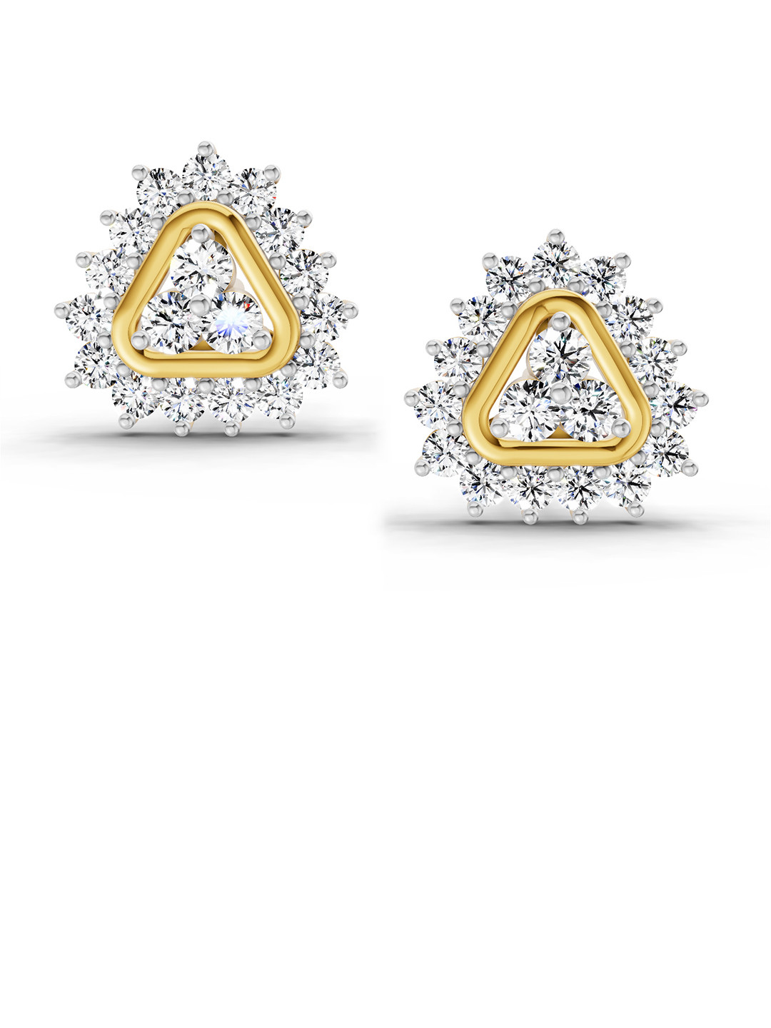 Sparkles Lab Grown Diamond 0.75 Carat Round Halo Earrings 14K Yellow Gold