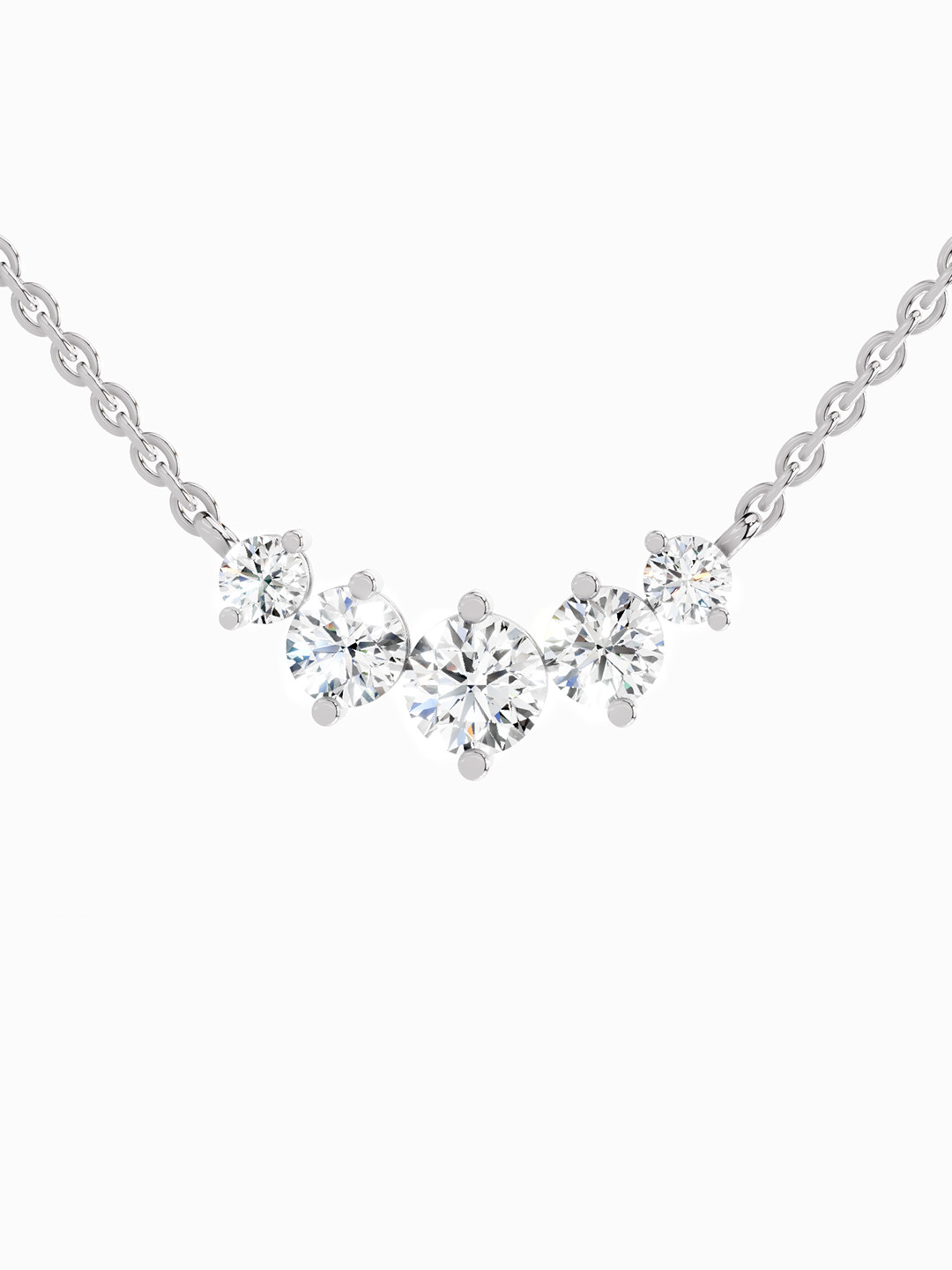 Sparkles Lab Grown Diamond 1.31 Carat Round Graduated Bar Necklace 14K White Gold