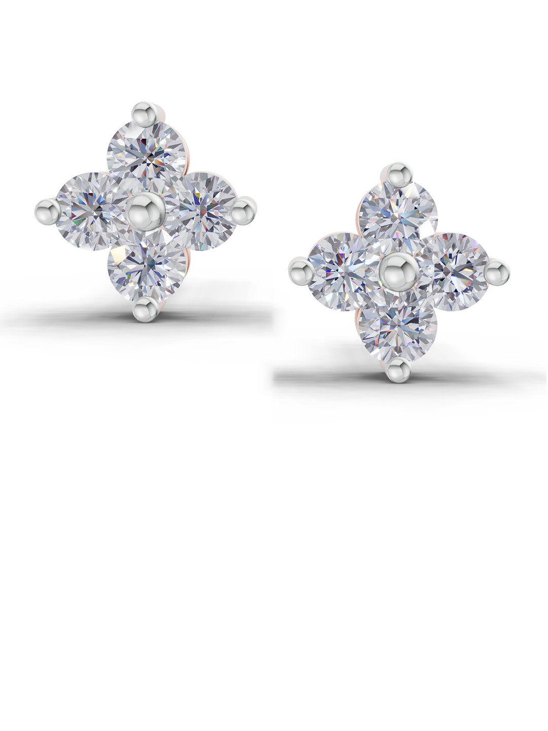Sparkles Lab Grown Diamond 0.55 Carat Round Snowflake Stud Earrings 14K Rose Gold