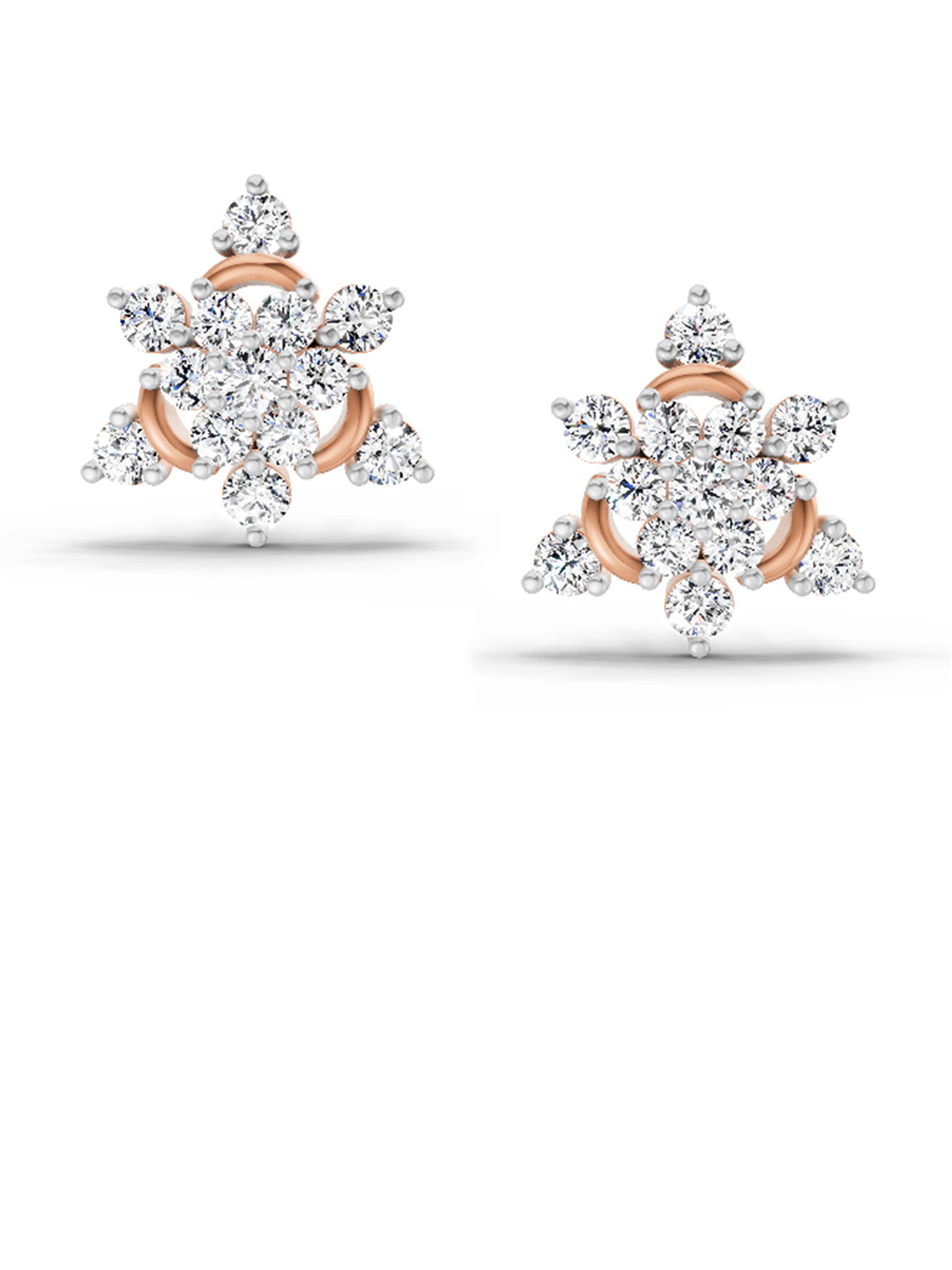 Sparkles Lab Grown Diamond 1.17 Carat Round Flower Earrings 14K Rose Gold