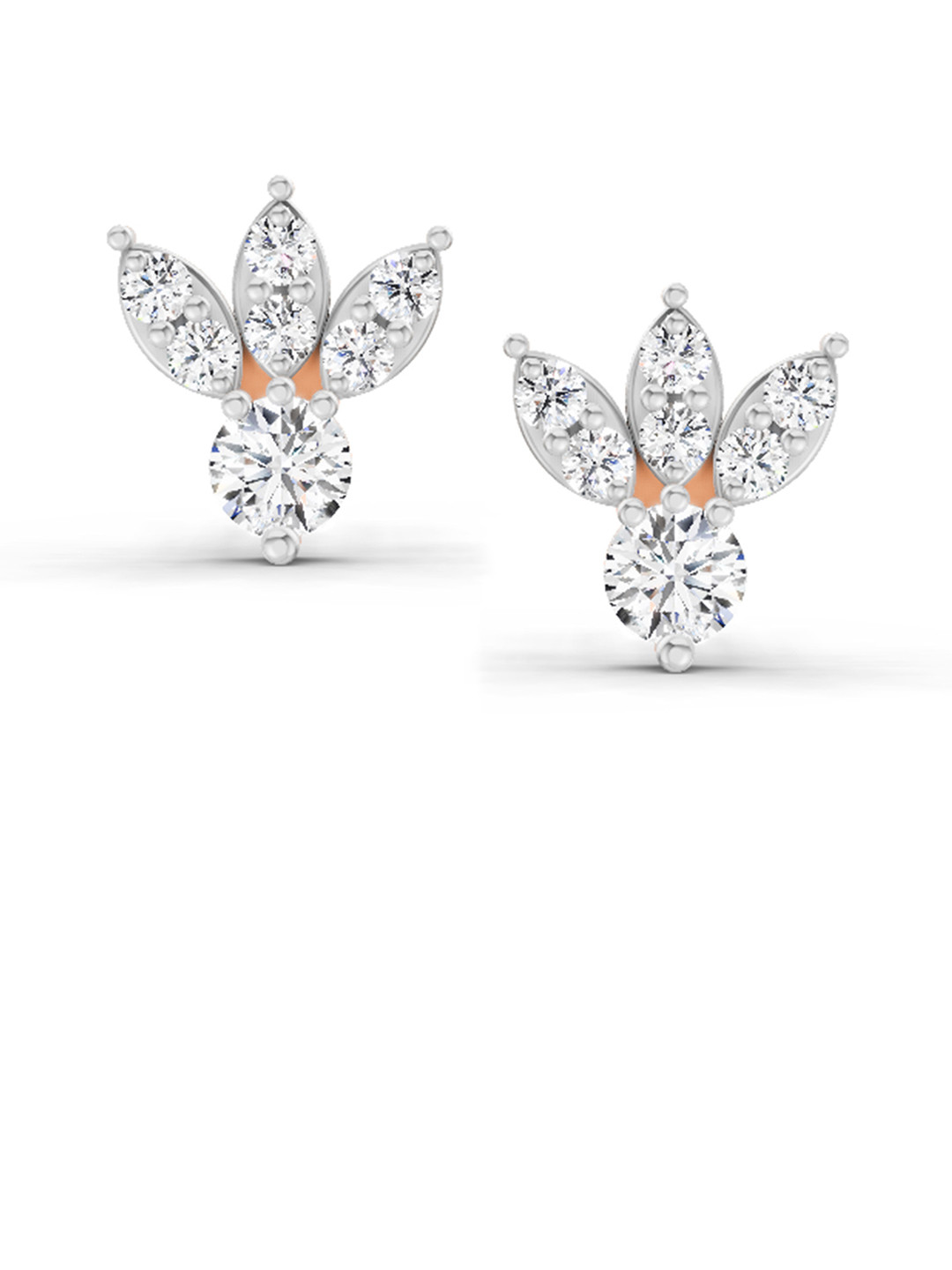 Sparkles Lab Grown Diamond 0.42 Carat Round Stud Earrings 14K Rose Gold