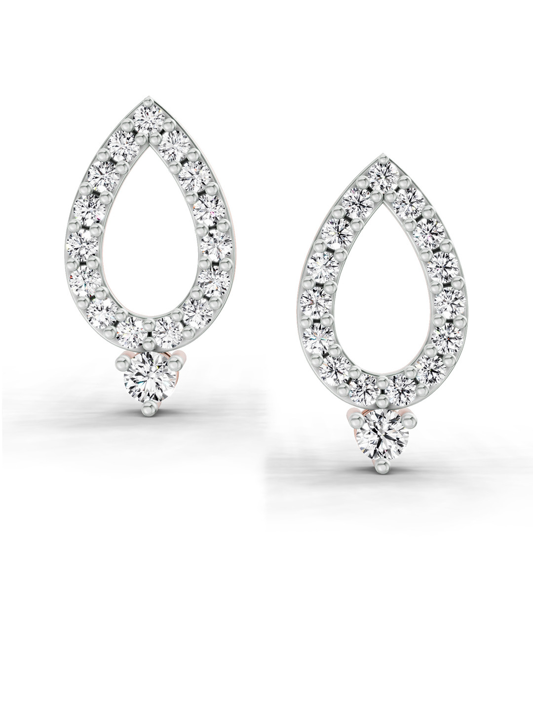 Sparkles Lab Grown Diamond 0.88 Carat Round Teardrop Stud Earrings 14K Rose Gold