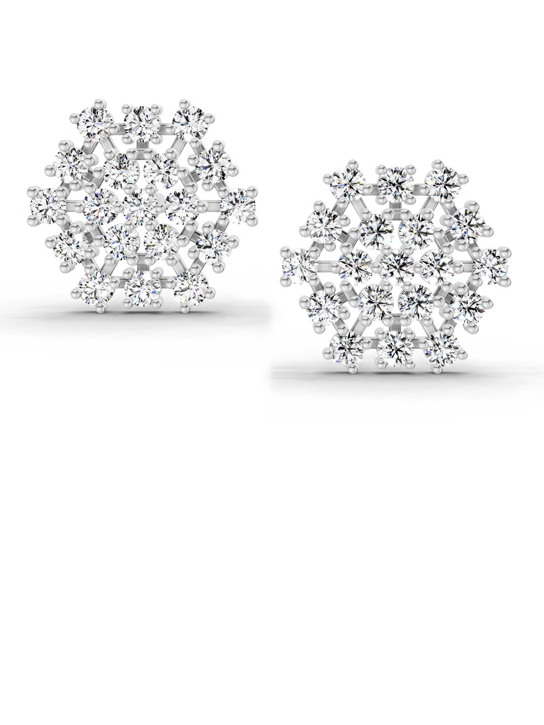 Sparkles Lab Grown Diamond 1.67 Carat Round Snowflake Stud Earrings 14K White Gold