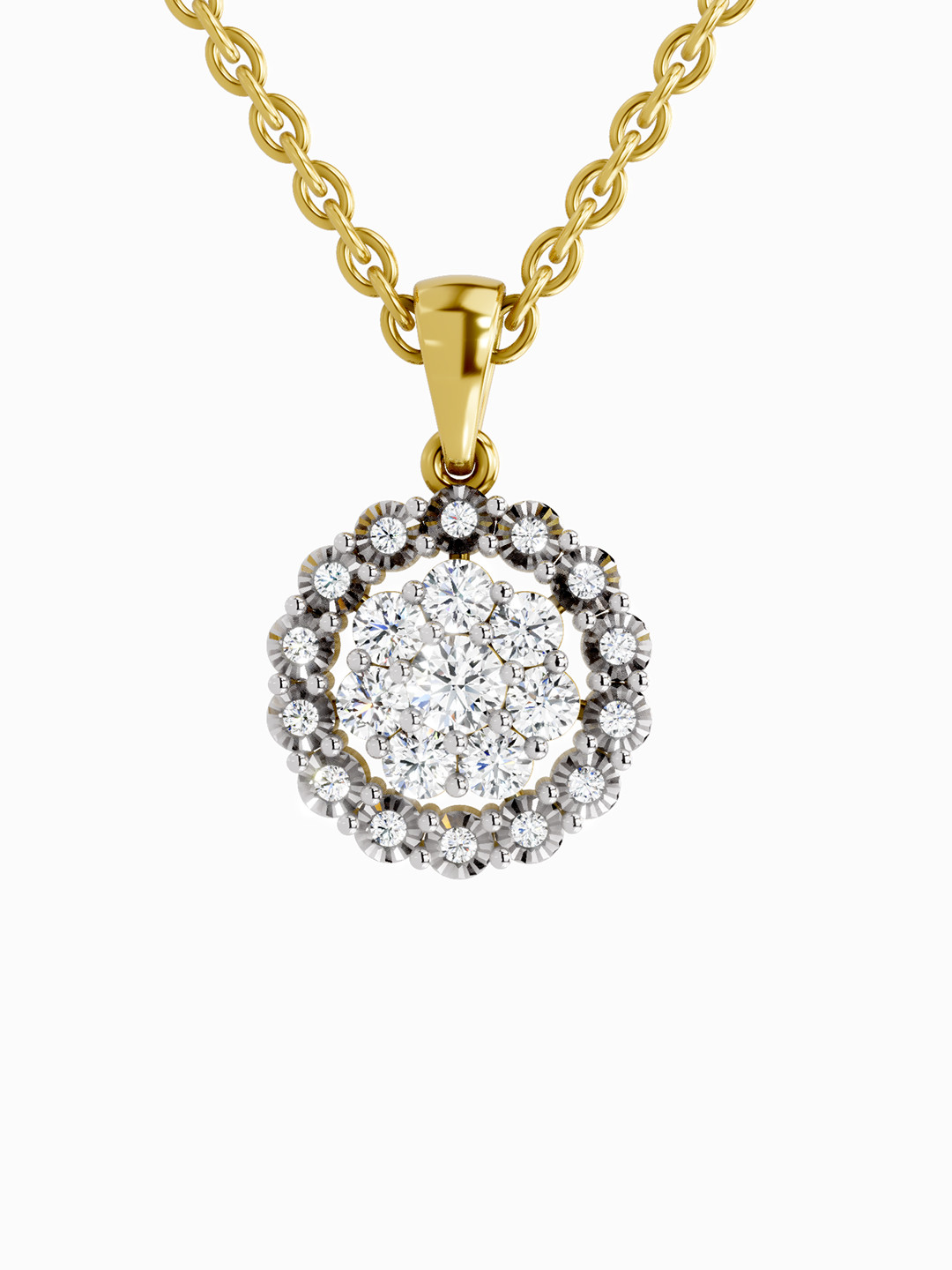 Sparkles Lab Grown Diamond 0.59 Carat Round Halo Pendant 14K Yellow Gold