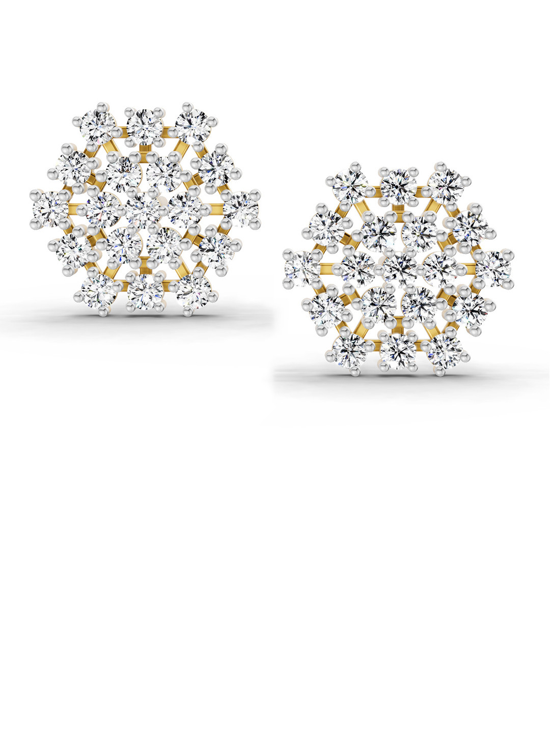 Sparkles Lab Grown Diamond 0.35 Carat Round Cluster Stud Earrings 14K Yellow Gold