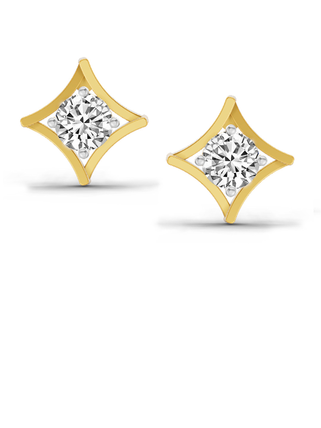 Sparkles Lab Grown Diamond 0.46 Carat Round Stud Earrings 14K Yellow Gold