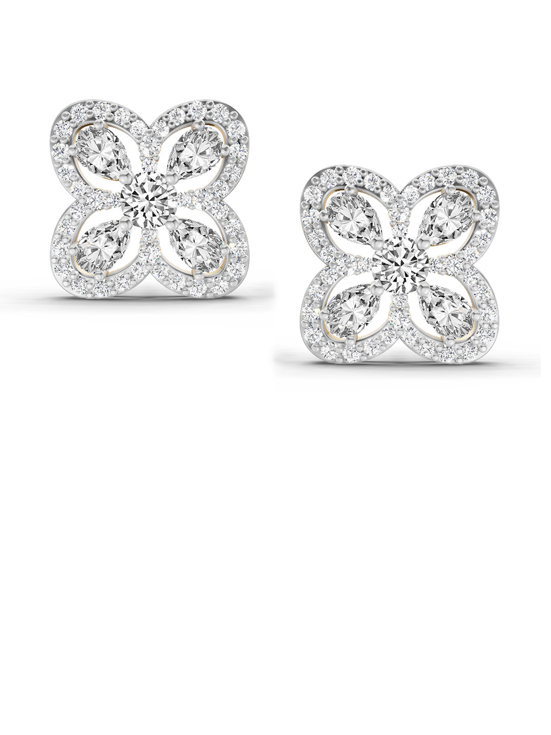 Sparkles Lab Grown Diamond 0.9 Carat Round Halo Earrings 14K Yellow Gold