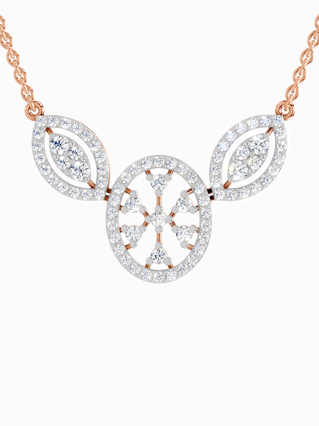 Sparkles Lab Grown Diamond 1.54 Carat Round Diamond Pendant Necklace 14K Rose Gold
