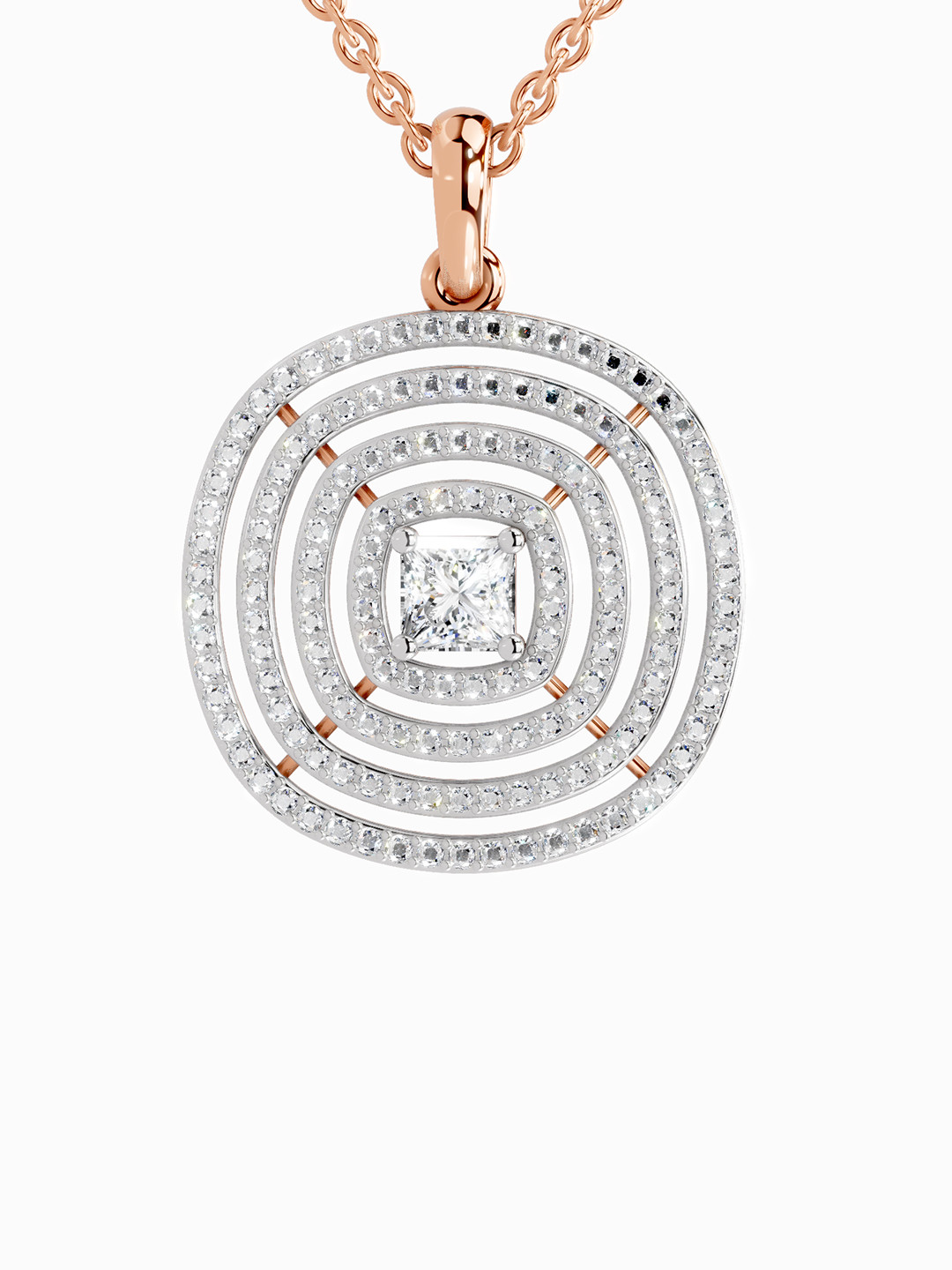 Sparkles Lab Grown Diamond 1.32 Carat Circle Shpae Pendant 14K Rose Gold
