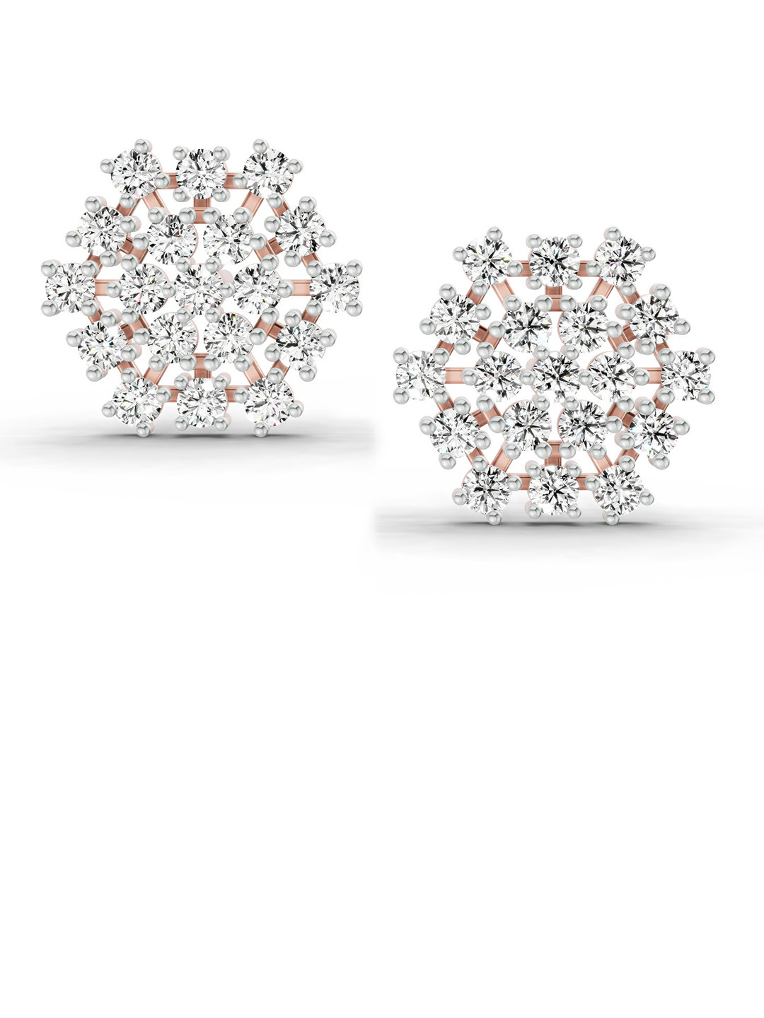 Sparkles Lab Grown Diamond 0.35 Carat Round Cluster Stud Earrings 14K Rose Gold