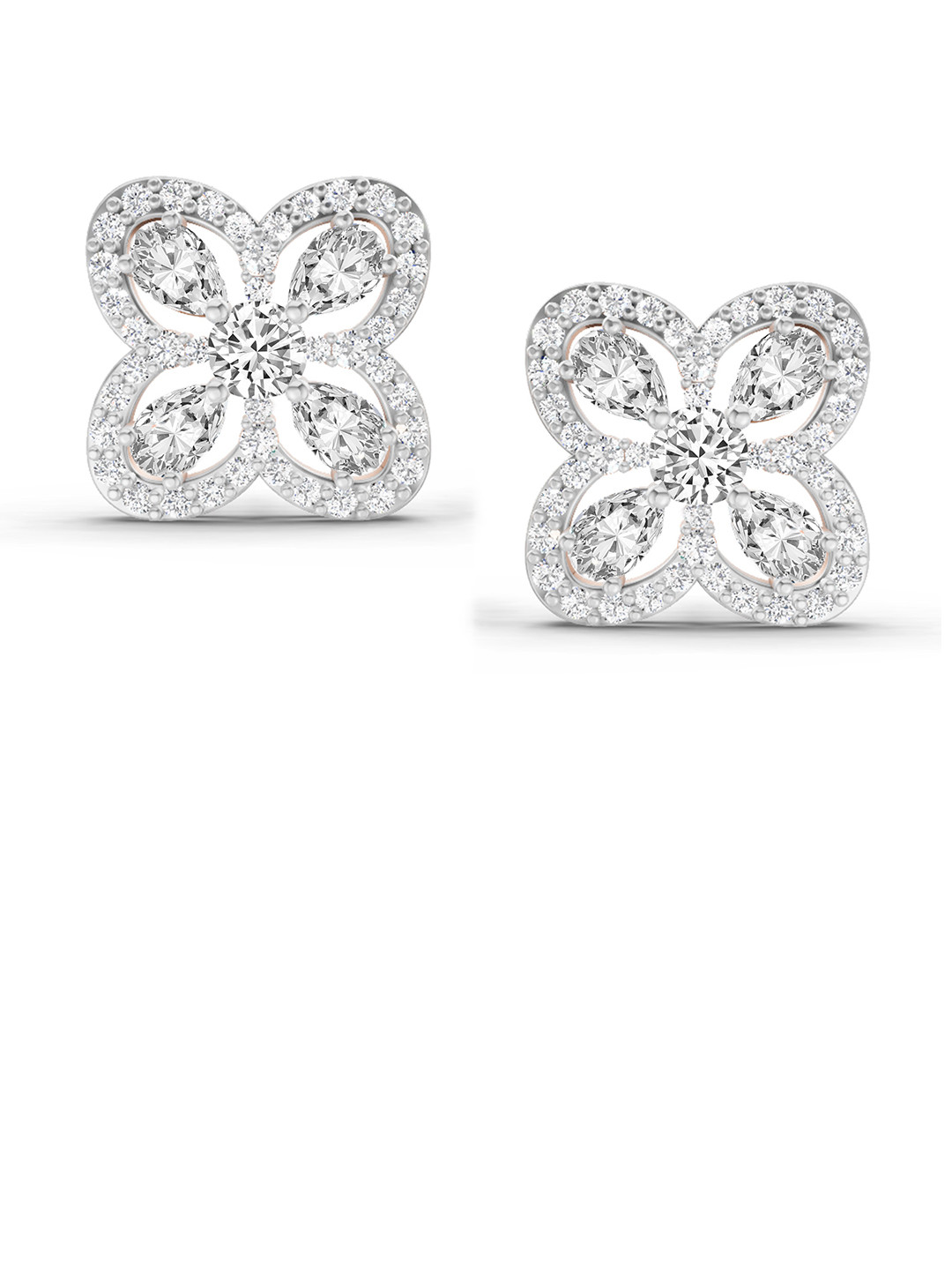 Sparkles Lab Grown Diamond 0.9 Carat Round Halo Earrings 14K Rose Gold
