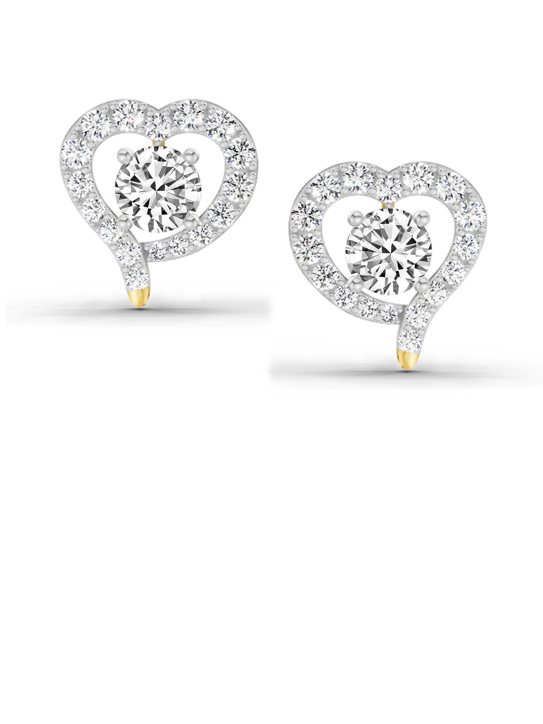 Sparkles Lab Grown Diamond 1.64 Carat Round Halo Heart Shape Earrings 14K Yellow Gold
