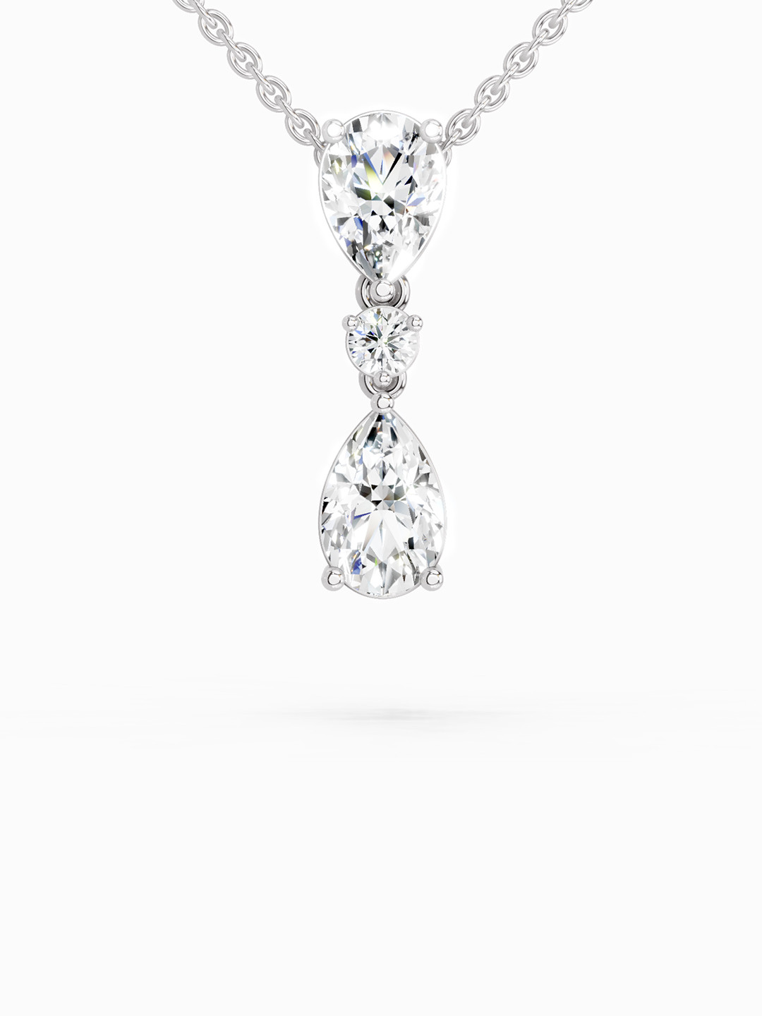 Sparkles Sparkles 14K White Gold Lab Grown Diamond 4.05 Ct Pear & Round Diamond Pendant Necklace