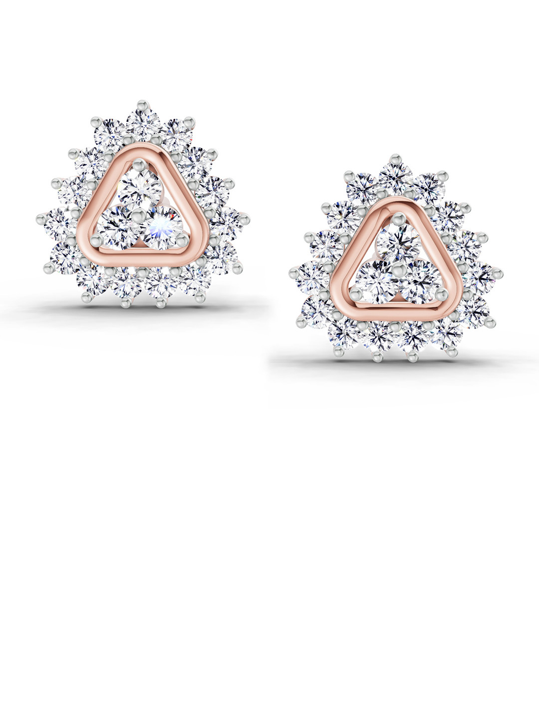 Sparkles Lab Grown Diamond 0.75 Carat Round Halo Earrings 14K Rose Gold