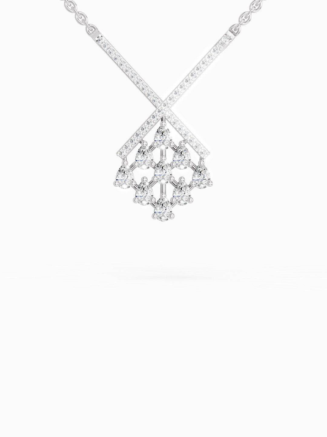 Sparkles Lab Grown Diamond 0.94 Carat Pear Pendant Necklace 14K White Gold