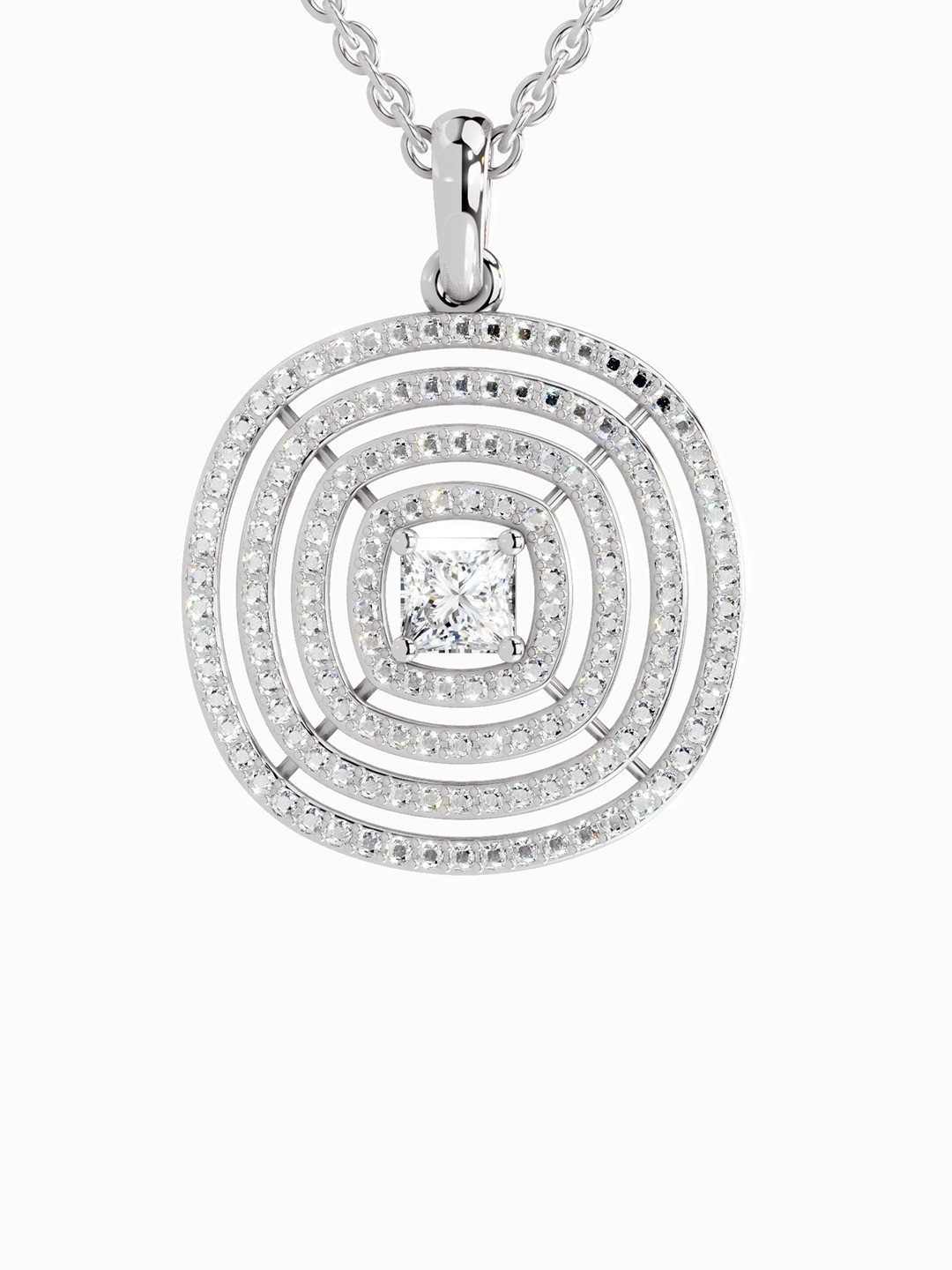 Sparkles Lab Grown Diamond 1.32 Carat Circle Shpae Pendant 14K White Gold