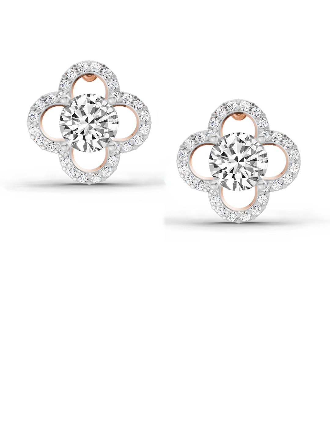 Sparkles Lab Grown Diamond 1.27 Carat Round Halo Stud Earrings 14K Rose Gold