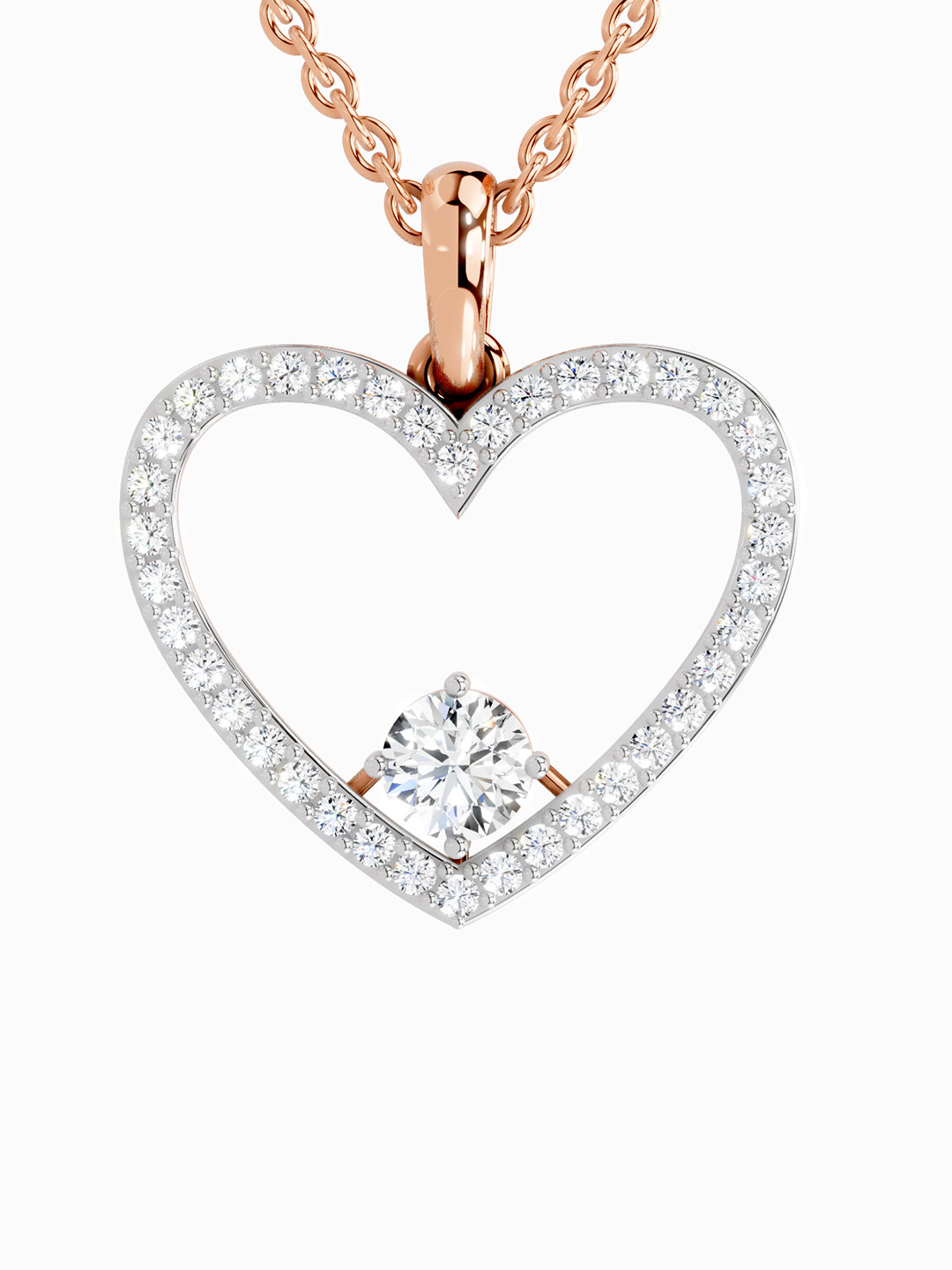 Sparkles Lab Grown Diamond 0.93 Carat Heart Shape Pendant 14K Rose Gold