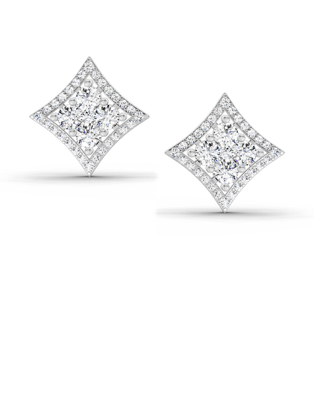 Sparkles Lab Grown Diamond 1.18 Carat Round Star Shpae Fashion Earrings 14K White Gold