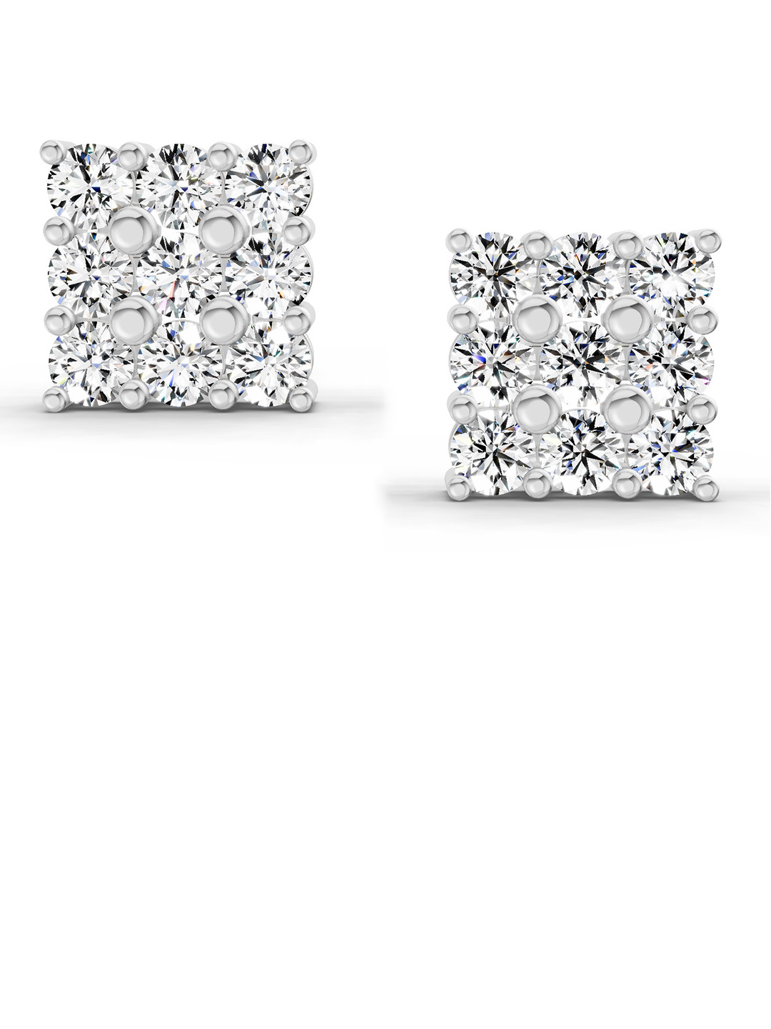 Sparkles Lab Grown Diamond 0.93 Carat Round Cluster Stud Earrings 14K White Gold