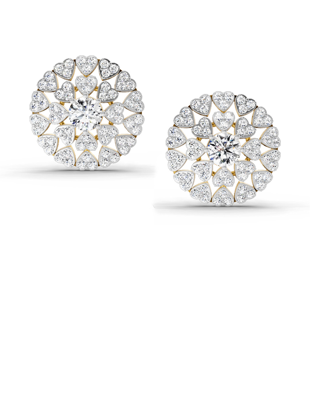 Sparkles Lab Grown Diamond 1.45 Carat Round Diamond Halo Earrings 14K Yellow Gold