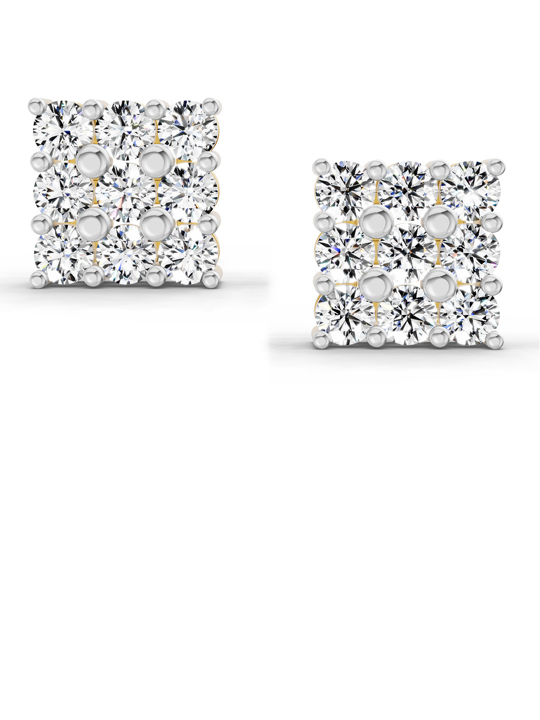 Sparkles Lab Grown Diamond 0.93 Carat Round Cluster Stud Earrings 14K Yellow Gold