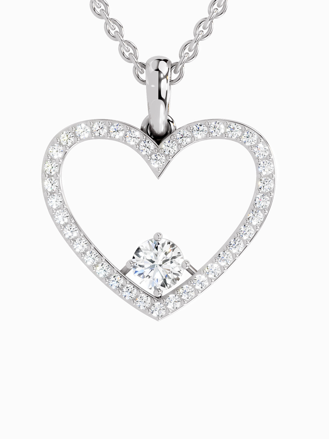 Sparkles Lab Grown Diamond 0.93 Carat Heart Shape Pendant 14K White Gold