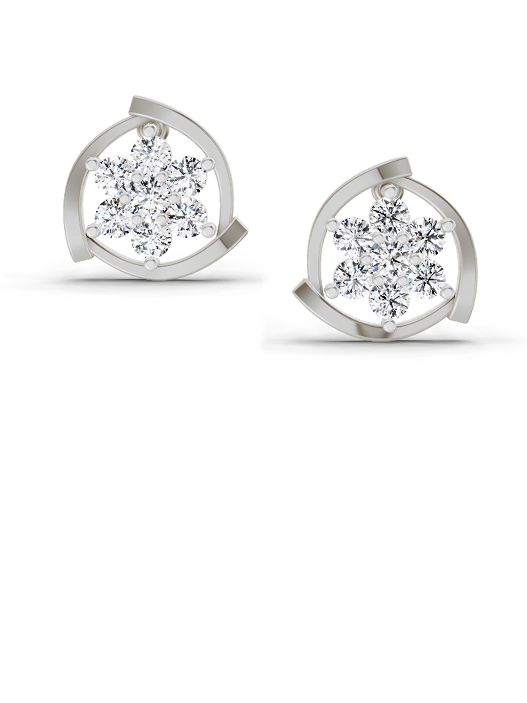 Sparkles Lab Grown Diamond 1.10 Carat Round Flower Stud Earrings 14K White Gold