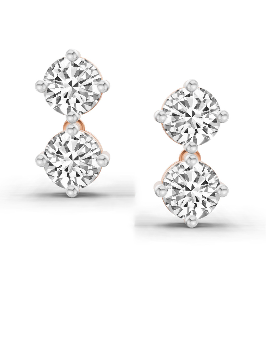 Sparkles Lab Grown Diamond 1.06 Carat Round Drop Earrings 14K Rose Gold