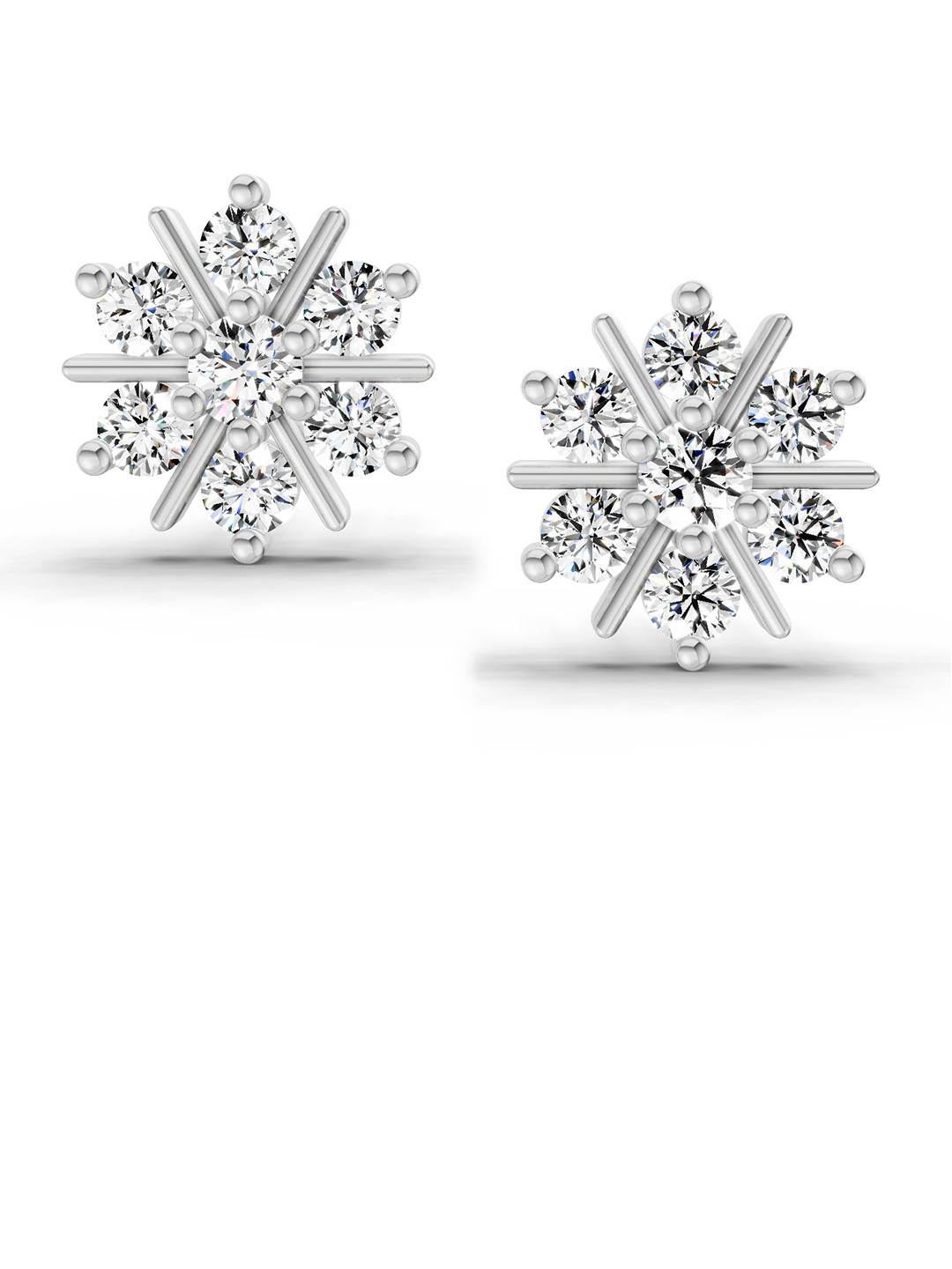 Sparkles Lab Grown Diamond 1.01 Carat Round Snowflake Earrings 14K White Gold